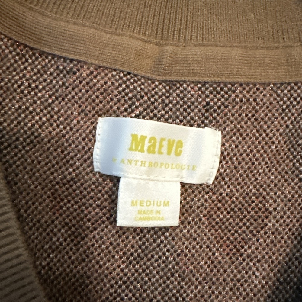 Maeve by Anthropologie Jacquard Sweater Vest Plaid Metallic Heart Size Medium - Picture 7 of 12